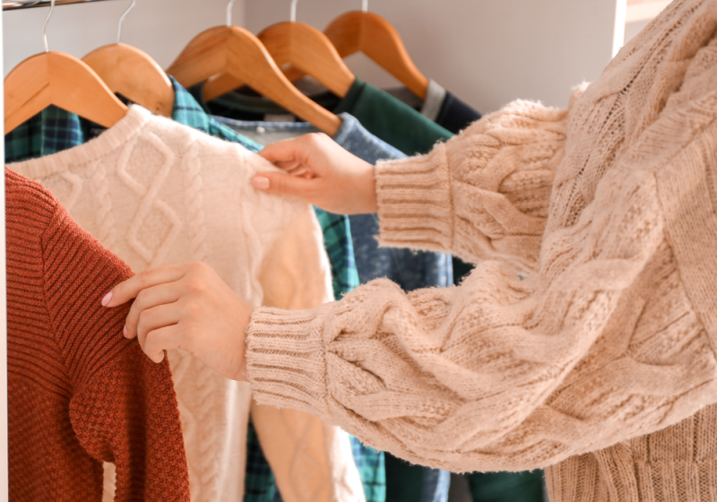 Winter wardrobe organization.