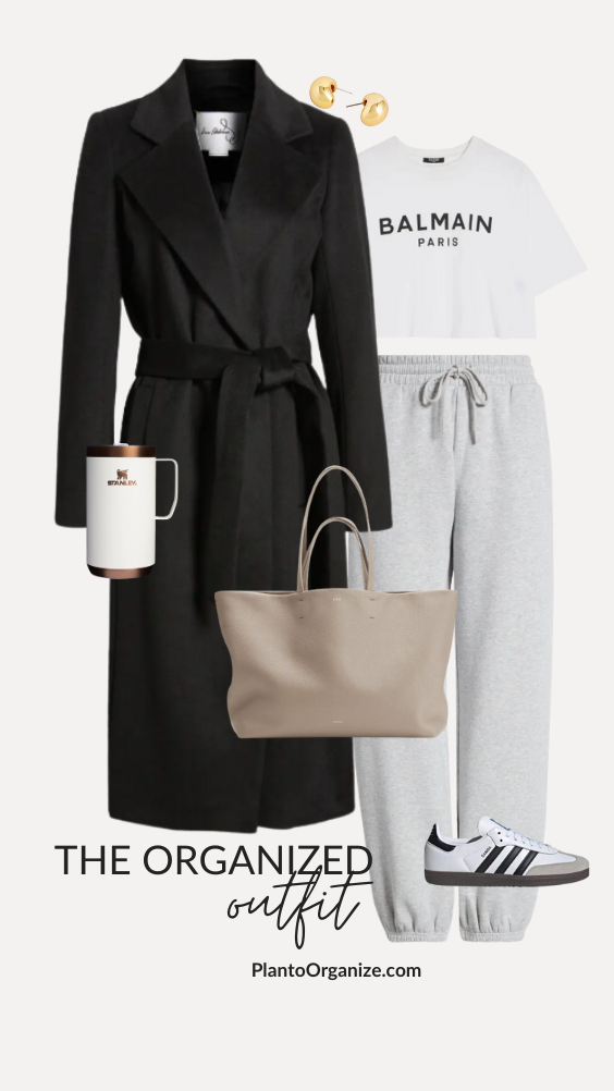 Italian leather tote for work and everyday use. Cozy fleece joggers for relaxed days. Timeless Samba sneakers for versatile wear. Organize your wardrobe with chic outerwear. Eco-conscious accessories for a modern outfit.