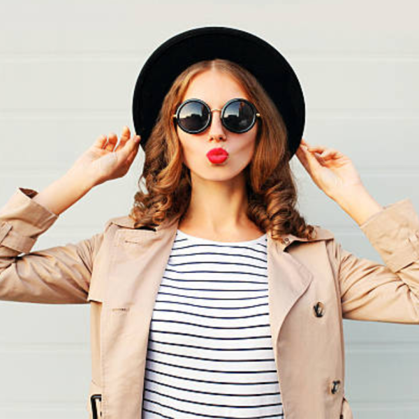 Woman being fashionable using fashion hacks to start her day.