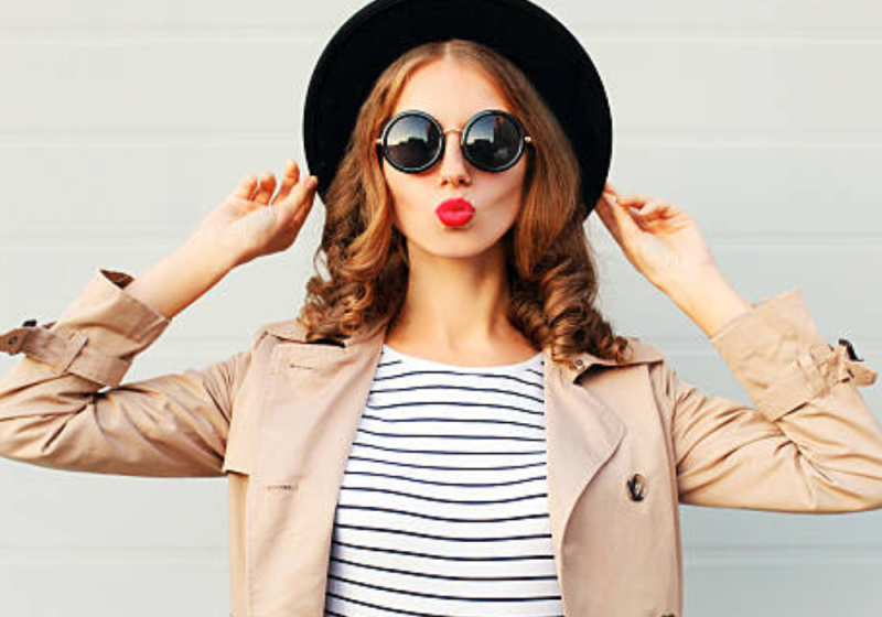 Woman being fashionable using fashion hacks to start her day.