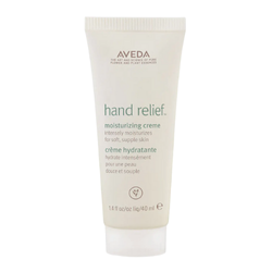 Aveda Hand Relief Moisturizing Creme in a sleek tube, displayed on a clean surface, highlighting its rich, soothing formula for hydrated and soft hands.