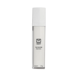 The SUPER Hydrator moisturizer in a sleek jar, displayed on a clean surface, highlighting its rich, hydrating formula designed to deeply moisturize and revitalize skin.