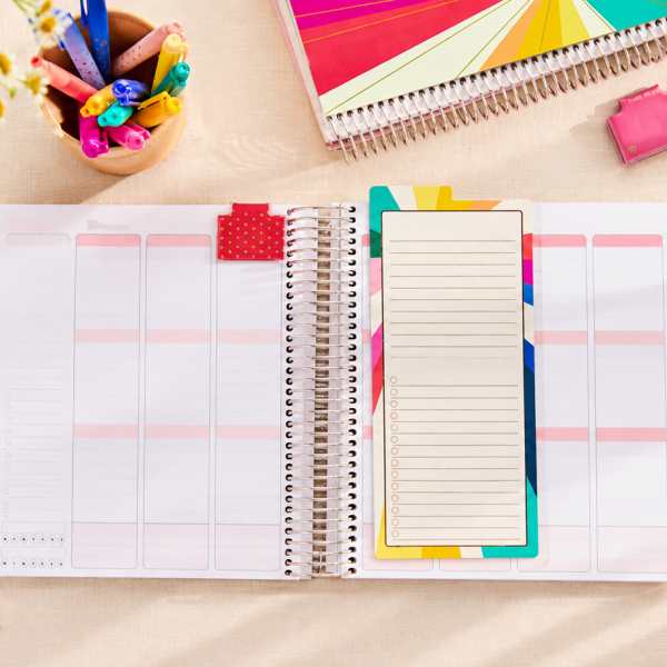 Erin Condren featured image with flatlay of bright planner and accessories.