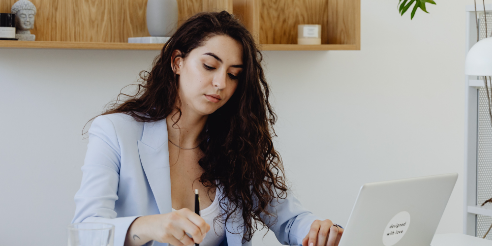 Female being productive with her time.