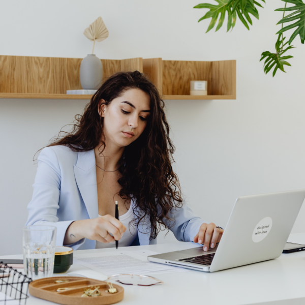Female being productive with her time.