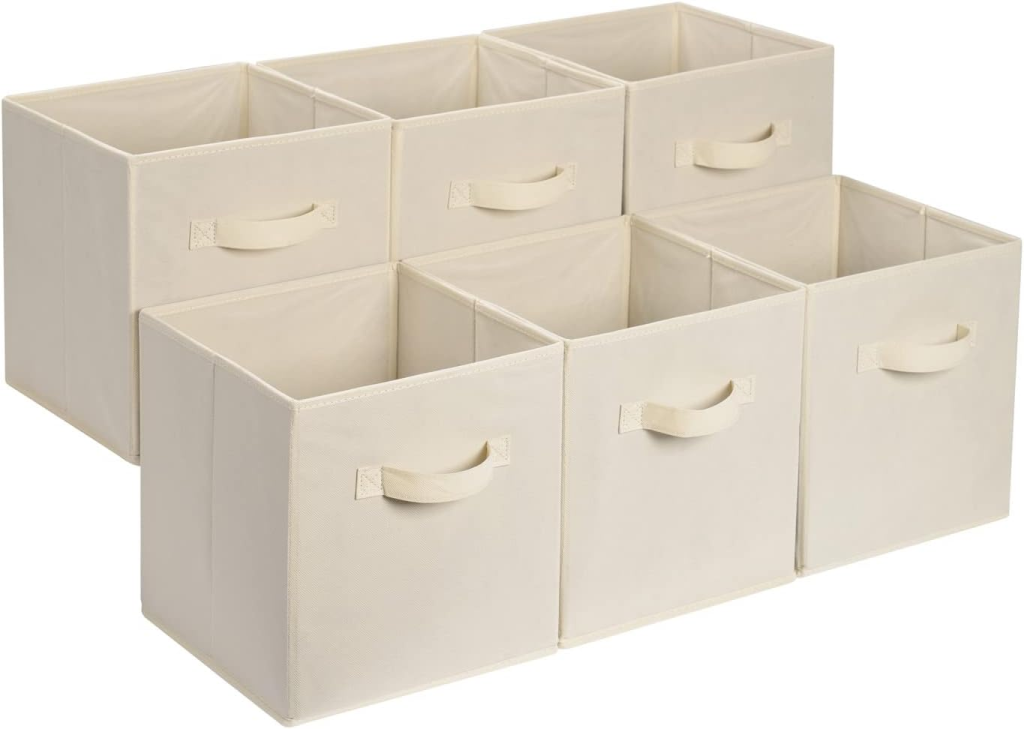 Minimalist home organization setup featuring Amazon storage products.